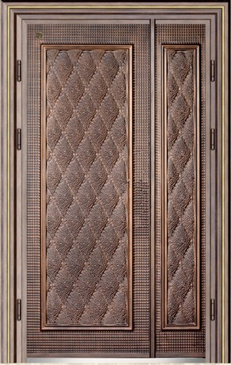 门业图片-精品紫洋别墅子母门ZY-ZL布纹来神 铸铝8805 吉祥来喜 铸铝 仿反凸图片
